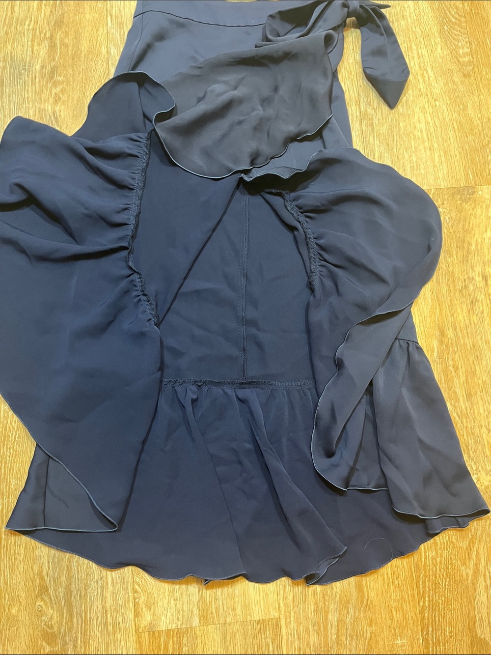 Zara Basic Navy Blue Wrap Midi Skirt Small S Ruffle - Picture 6 of 15